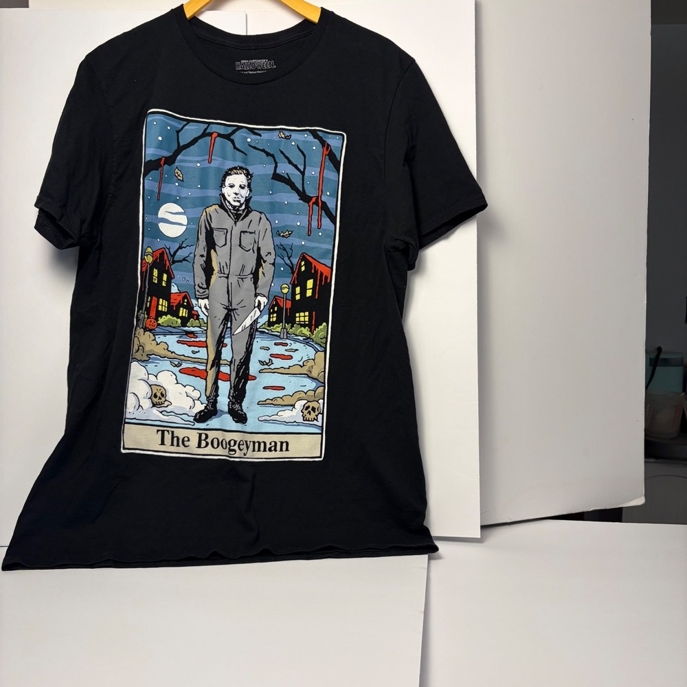 Halloween Michael Myers Boogeyman Tarot‎ Card Graphic Tee Black Large L Shirt